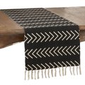 Saro Lifestyle SARO  16 x 72 in. Oblong Chevron Design Table Runner  Black 1603.BK1672B